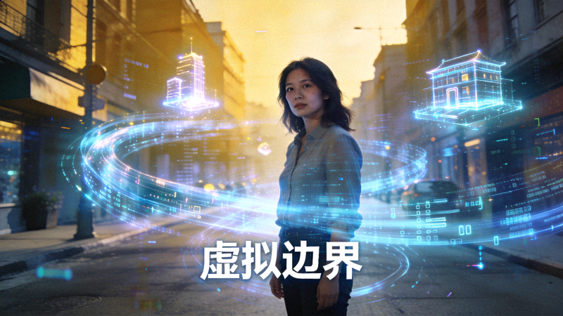 编辑精选作品《虚拟边界》剧照，展现数字世界与现实世界的交融