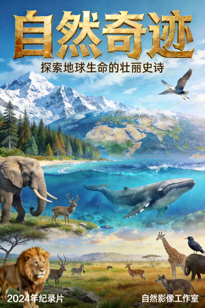 纪录片《自然奇迹》海报，展现地球壮观的自然景观与野生动物